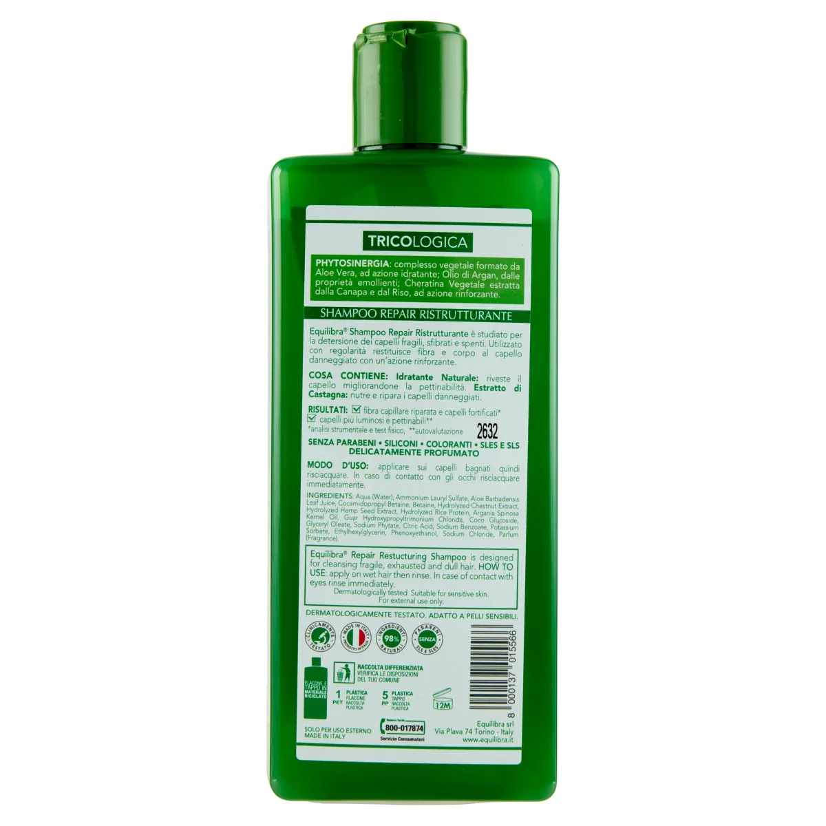 Equilibra Tricol Shampoo Repair 300 Ml per Capelli Danneggiati