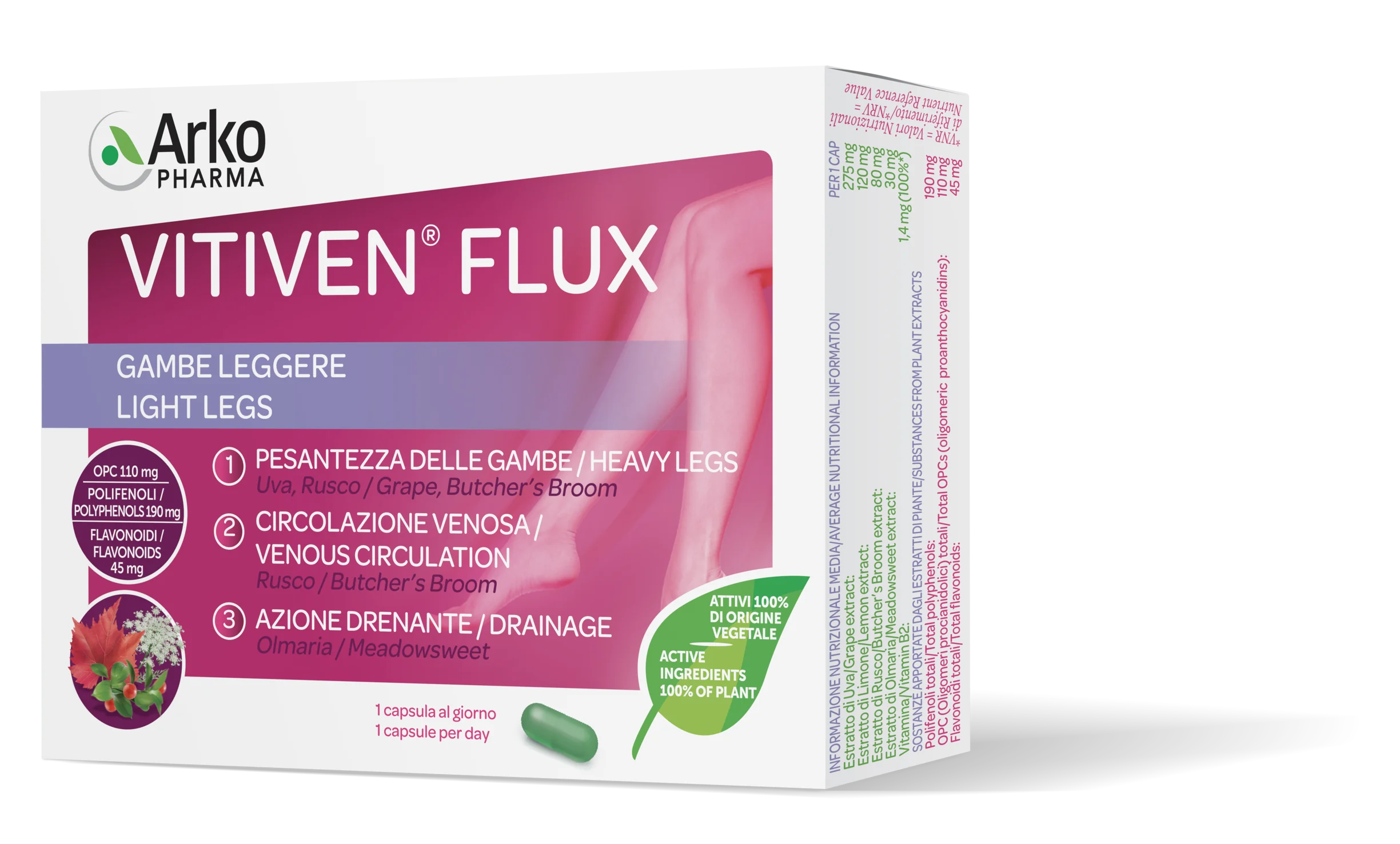 Arkopharma Vitiven Flux 30 Capsule Gambe Leggere e Toniche