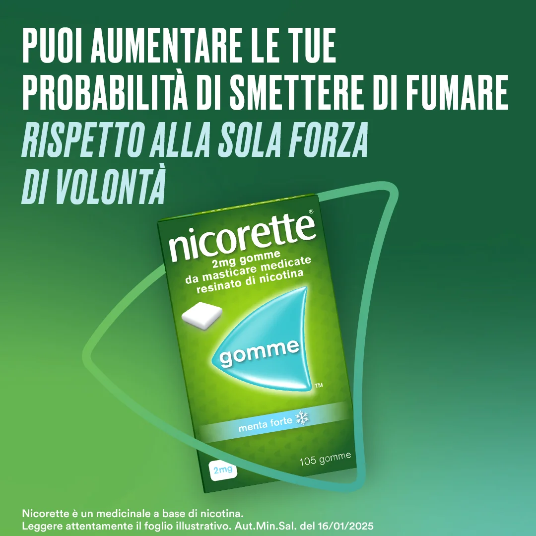 Nicorette 2 mg Gusto Menta Forte 105 Gomme Masticabili Per Smettere di Fumare