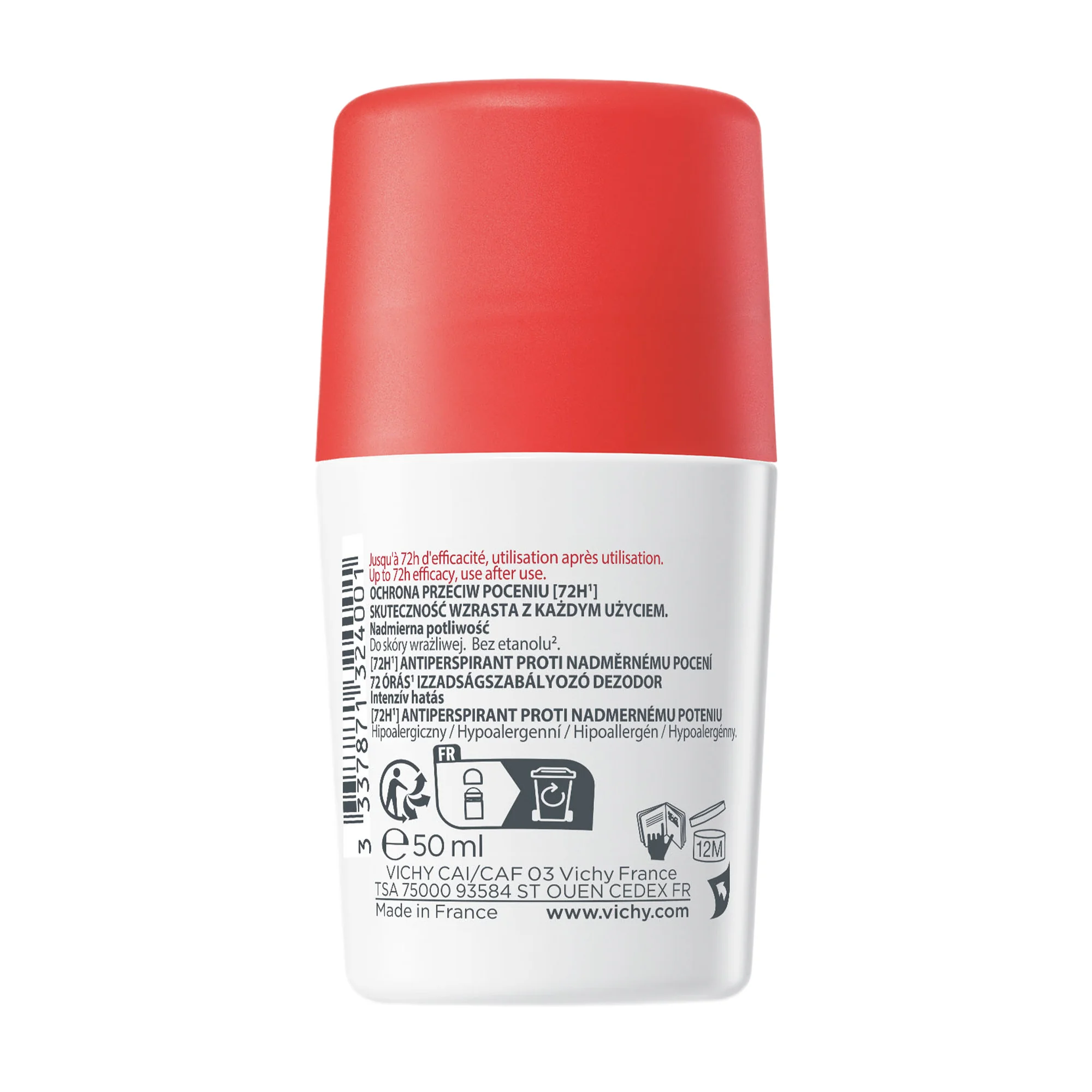 Vichy Deodorante Stress resist Roll-On 50 Ml Deodorante Antitraspirante ad azione intensiva