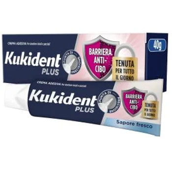 Kukident Plus Barriera Anti-Cibo Fresco 40 g Crema Adesiva Protesi Dentali