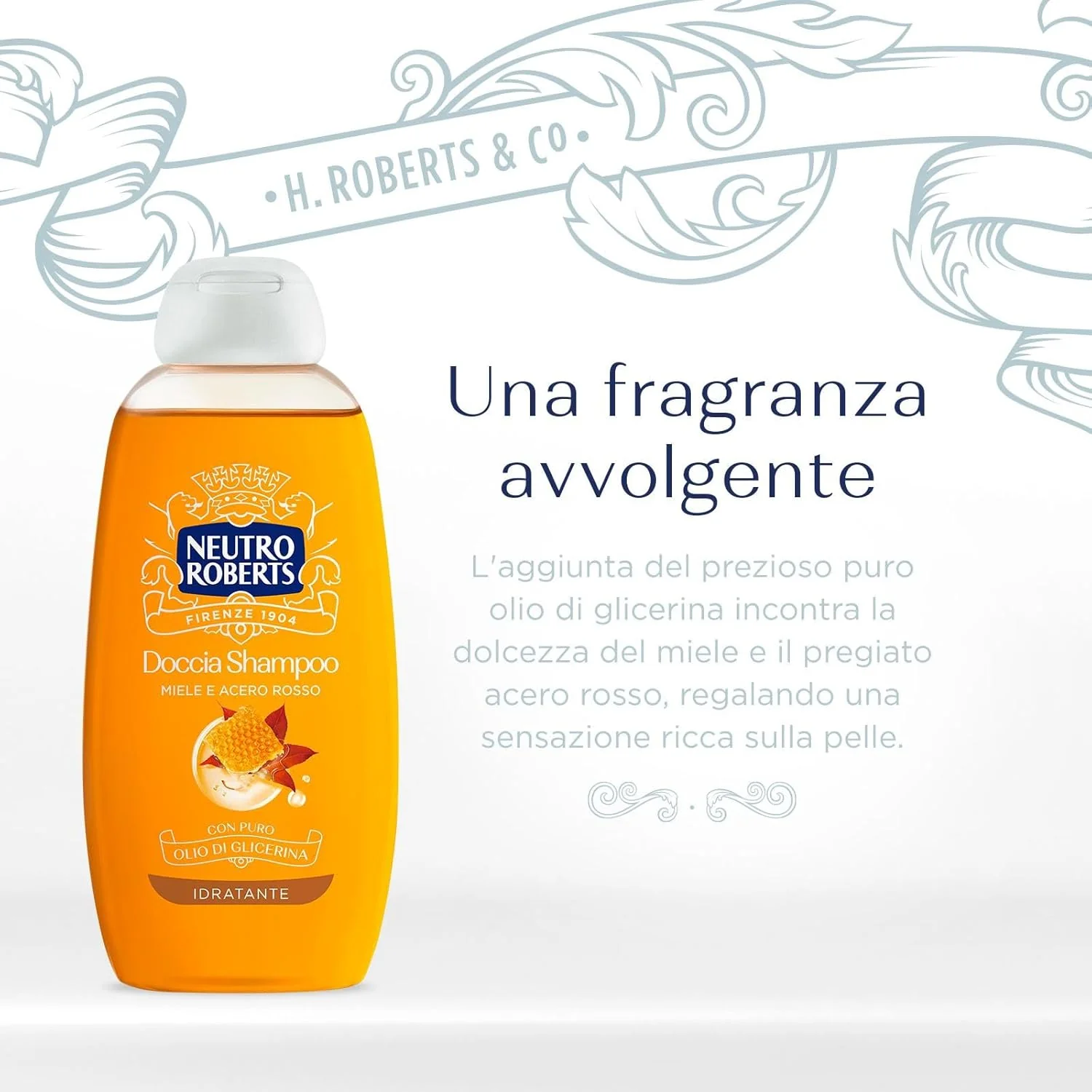 Neutro Roberts Docciaschiuma Shampoo Idratante 250 ml Con Miele e Acero Rosso