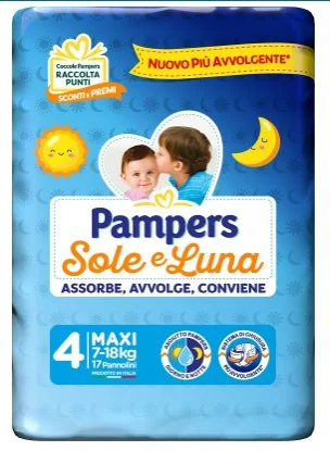Pampers Sole&Luna Maxi 17 Pezzi Taglia 4 (7-18 kg)
