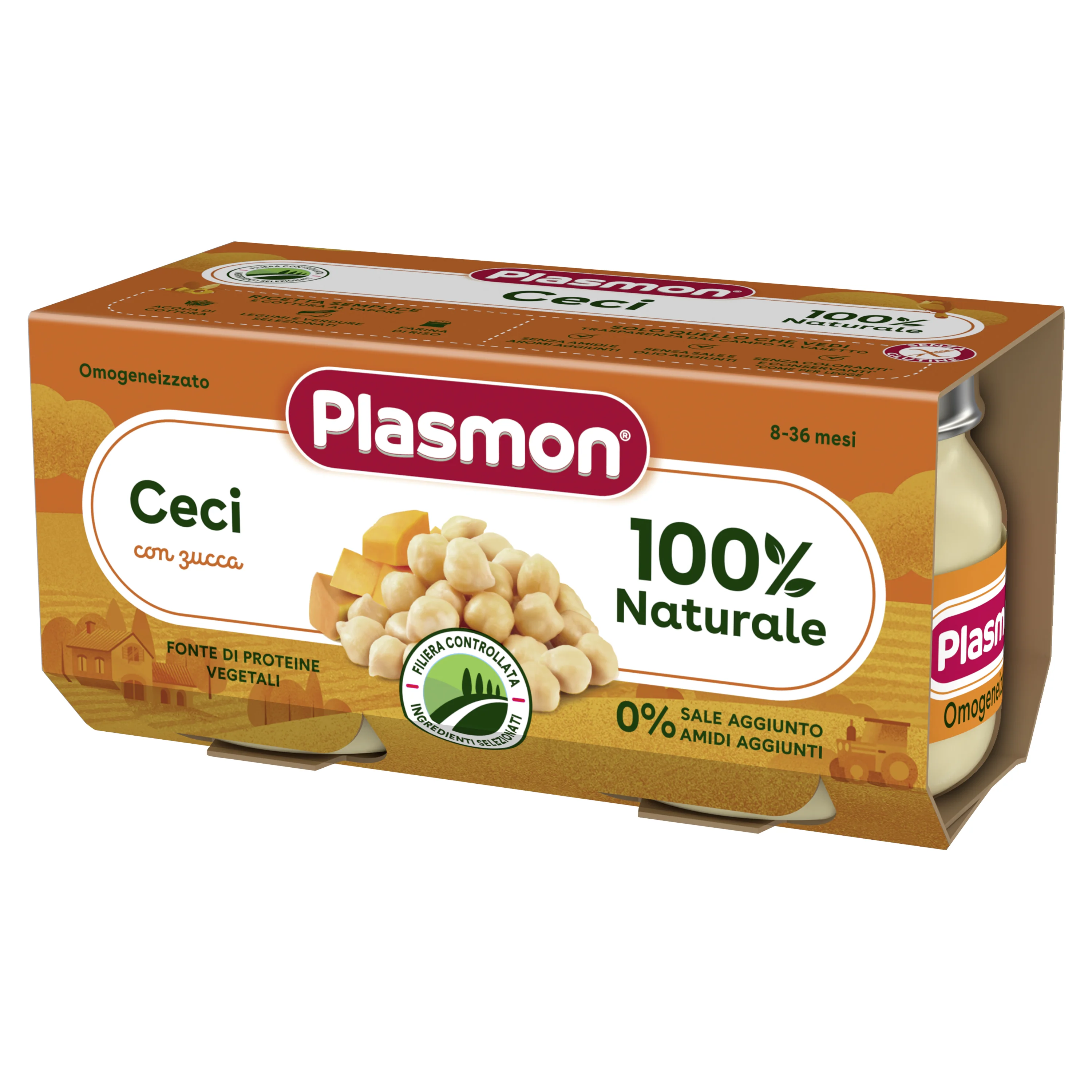Plasmon Omogeneizzati Ceci/Zucca 2X80 g Senza Sale Aggiunto