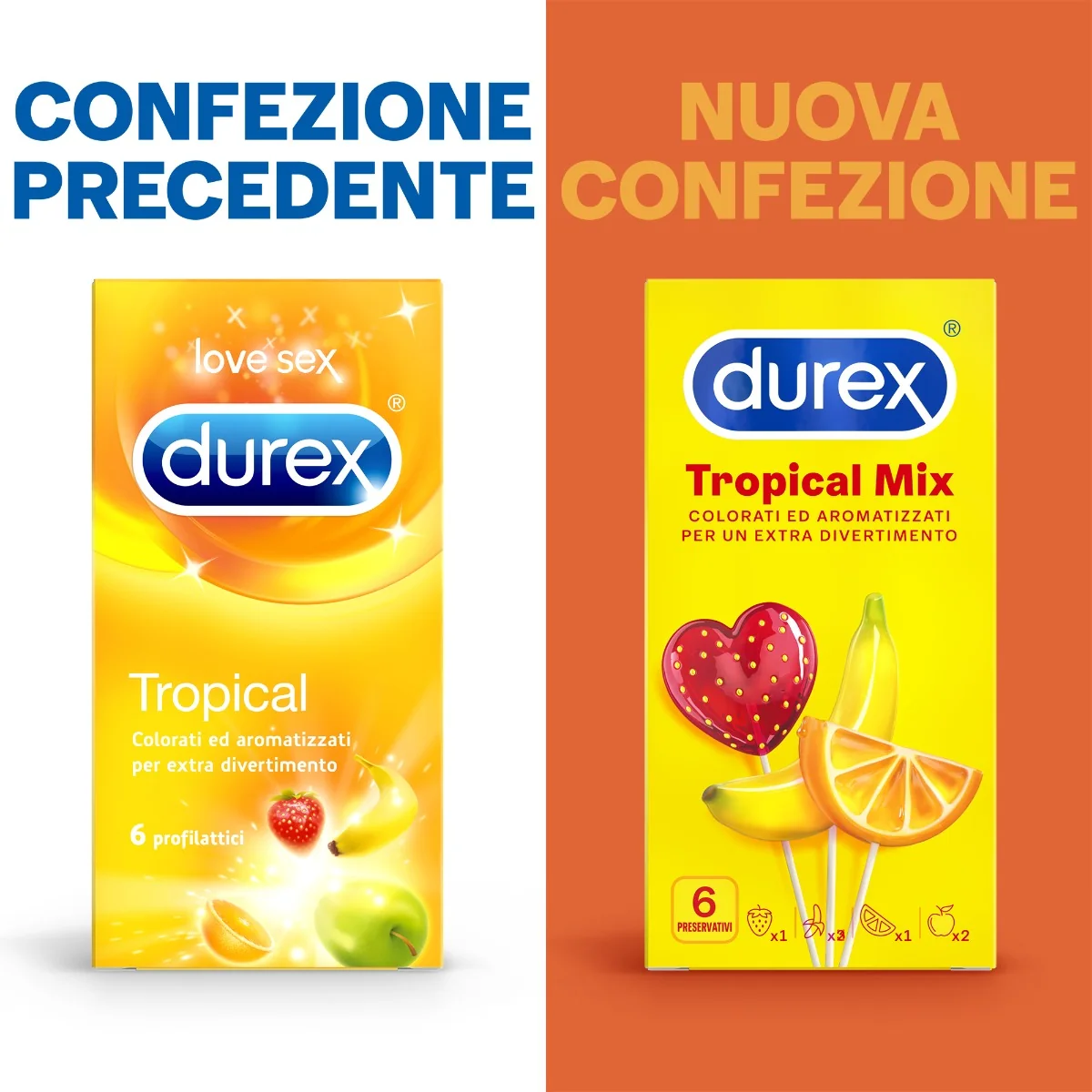 Durex Tropical 6 Profilattici Aromatizzati ai Gusti di Frutta