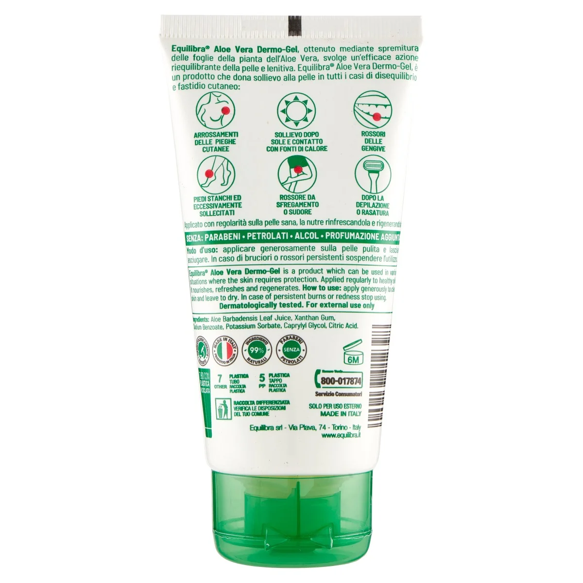 Equilibra Aloe Vera Dermo Gel 75 ml Per la protezione della pelle