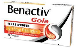 Benactive Gola Gusto Arancia 16 Pastiglie - Flurbiprofene per Infiammazione Orofaringea