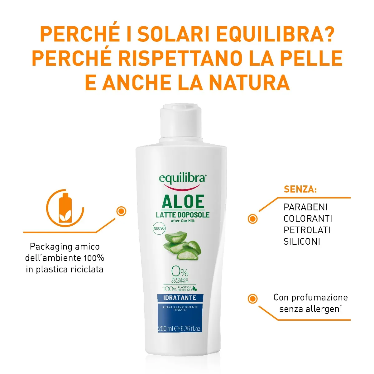 Equilibra Aloe Latte Doposole 200 ml Idratante