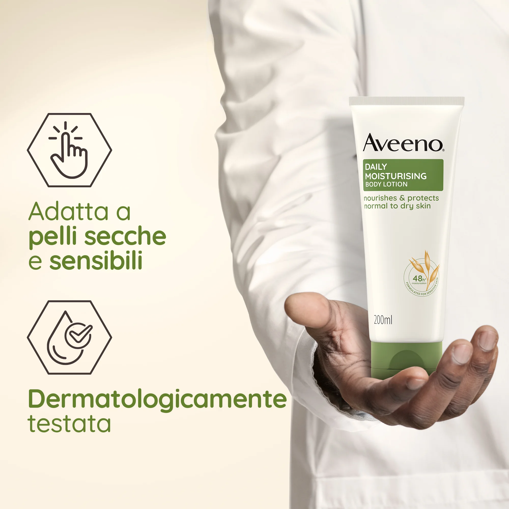 Aveeno Daily Moisturising Crema Idratante Corpo 200 Ml Crema profumata all'aroma di Lavanda