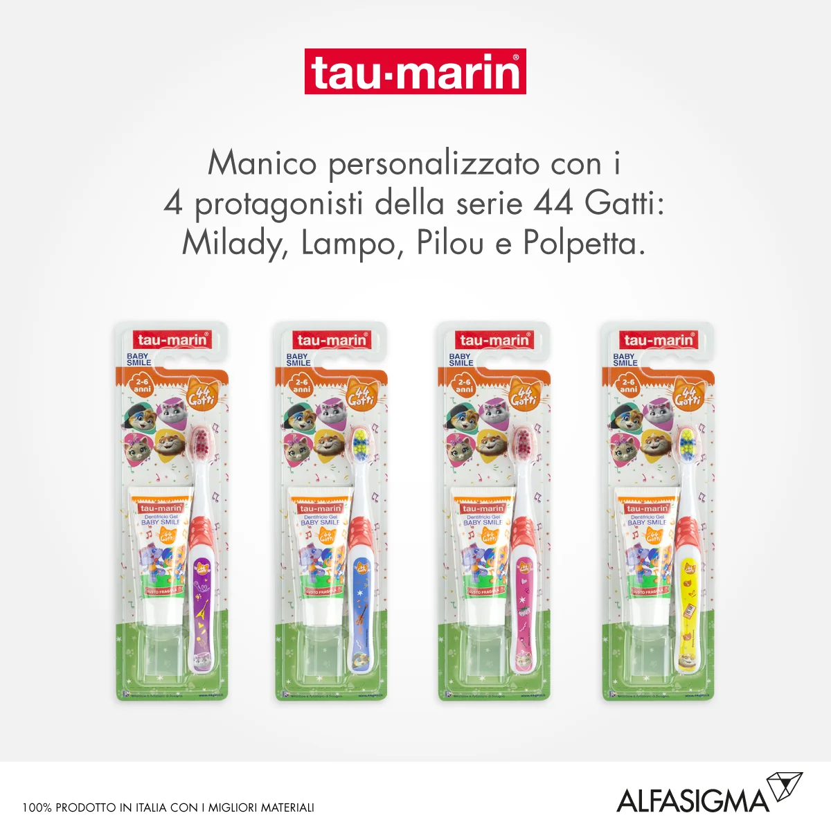 Tau-Marin Baby Smile Dentifricio Gel + Spazzolino 2-6 Anni Edizione Limitata 44 Gatti