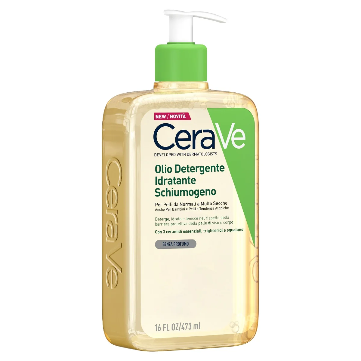 CeraVe Olio detergente idratante 473 ml Deterge, Idrata e Lenisce con 3 ceramidi Essenziali, Trigliceridi e Squalene