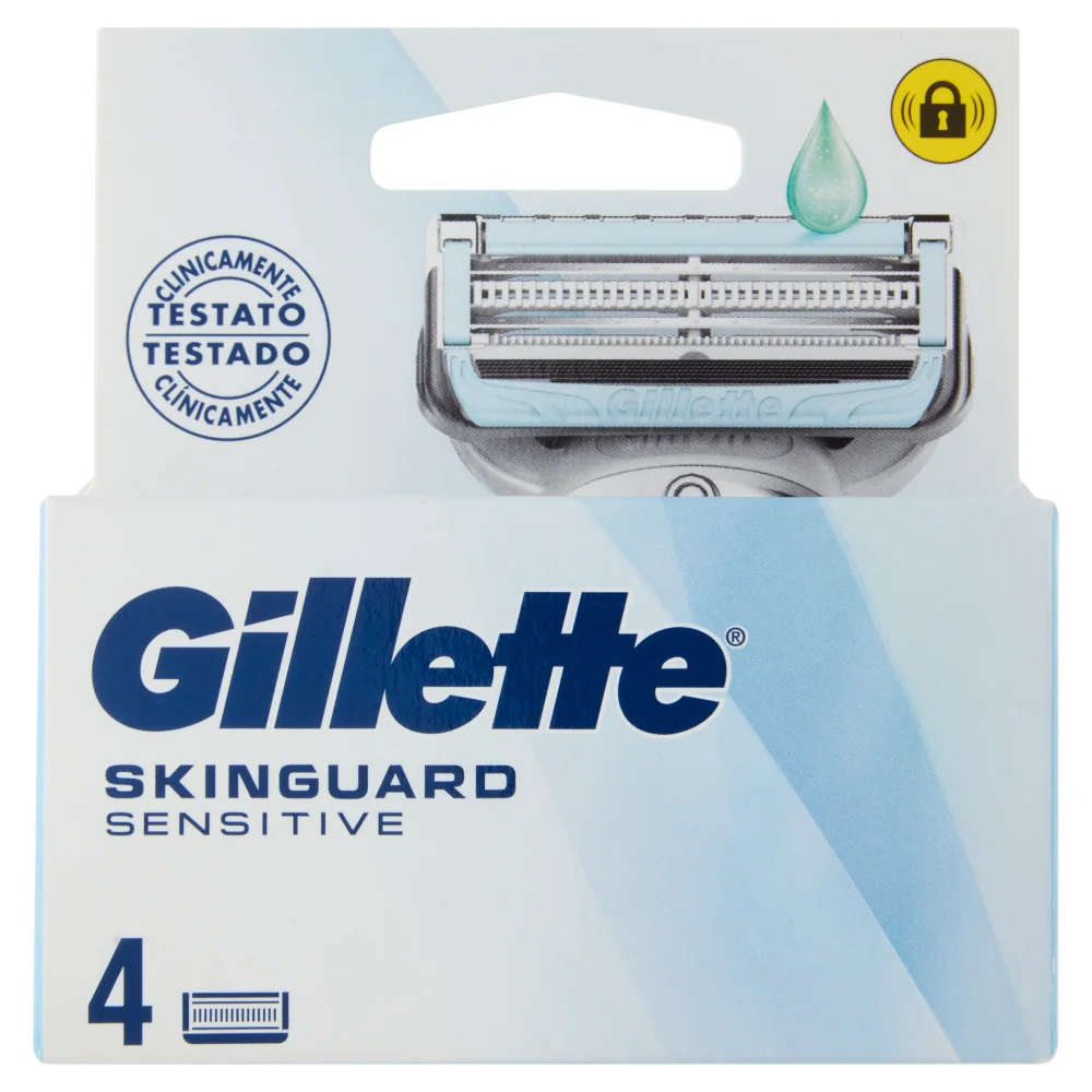 Gillette Lame Skinguard 4Pz Lame di Ricambio per Pelli Sensibili