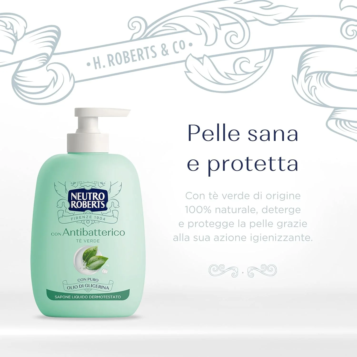 Neutro Roberts Sapone Antibatterico 200 ml Pelle morbida, Igienizzata e Protetta