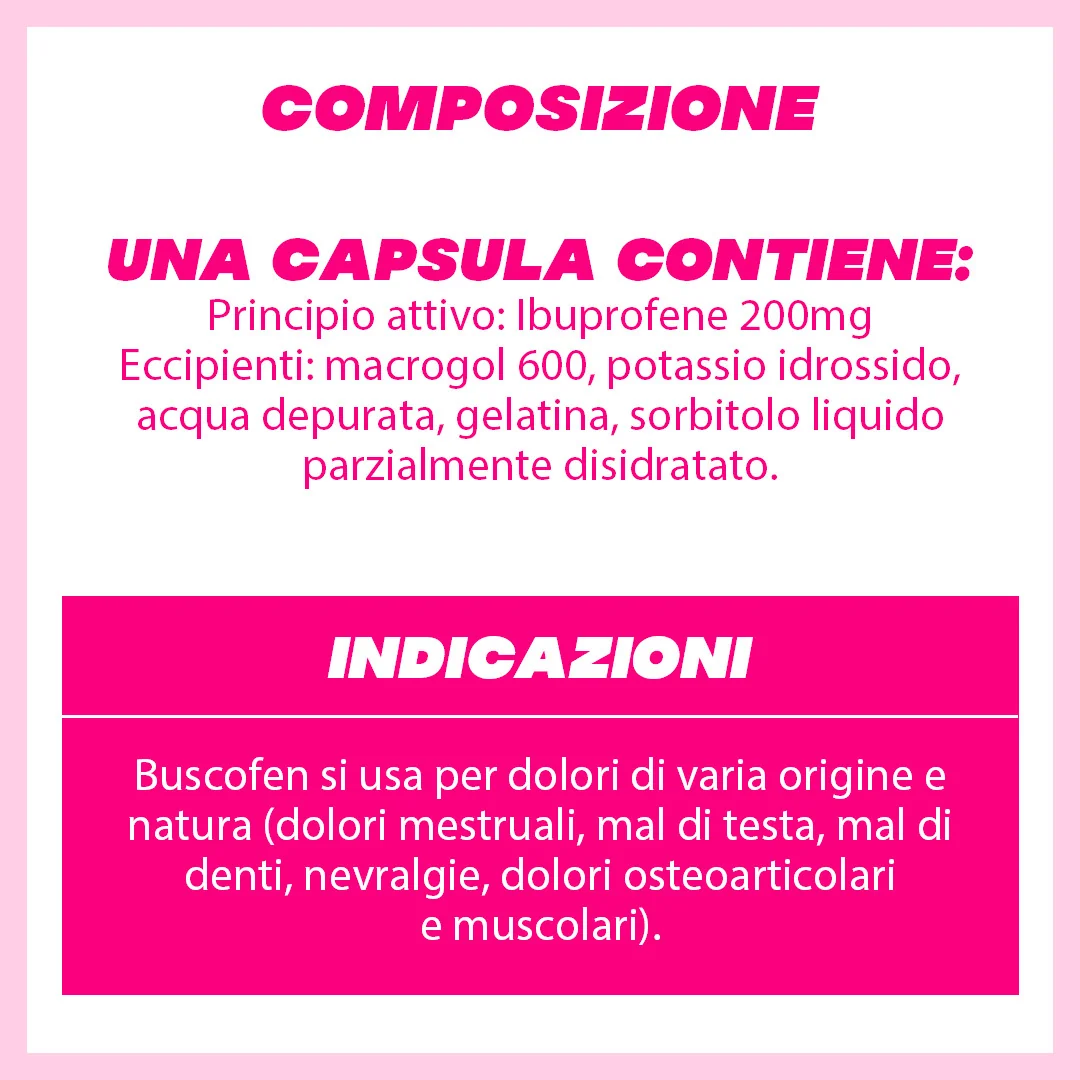 Buscofen 200 mg Ibuprofene 12 Capsule Molli Analgesico