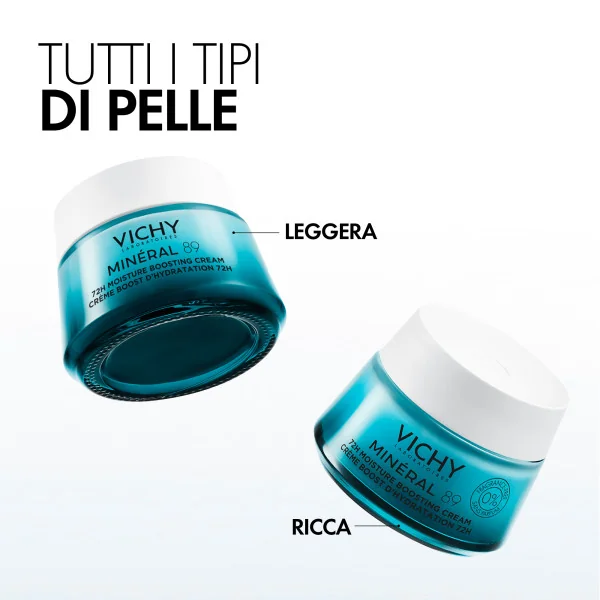 Vichy Minéral 89 Crema Viso 50 Ml Idratazione profonda 72h per tutti i tipi di pelle
