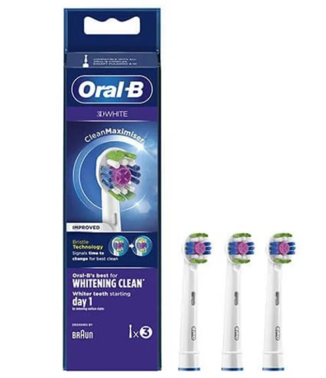 Oral-B 3D White Testine Di Ricambio Con CleanMaximiser 3 Pezzi