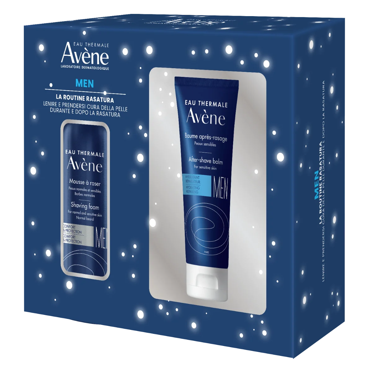 Avène Eau Thermale Cofanetto Men Schiuma Da Barba 200 Ml + Balsamo Dopobarba 75 Ml Cosmesi uomo