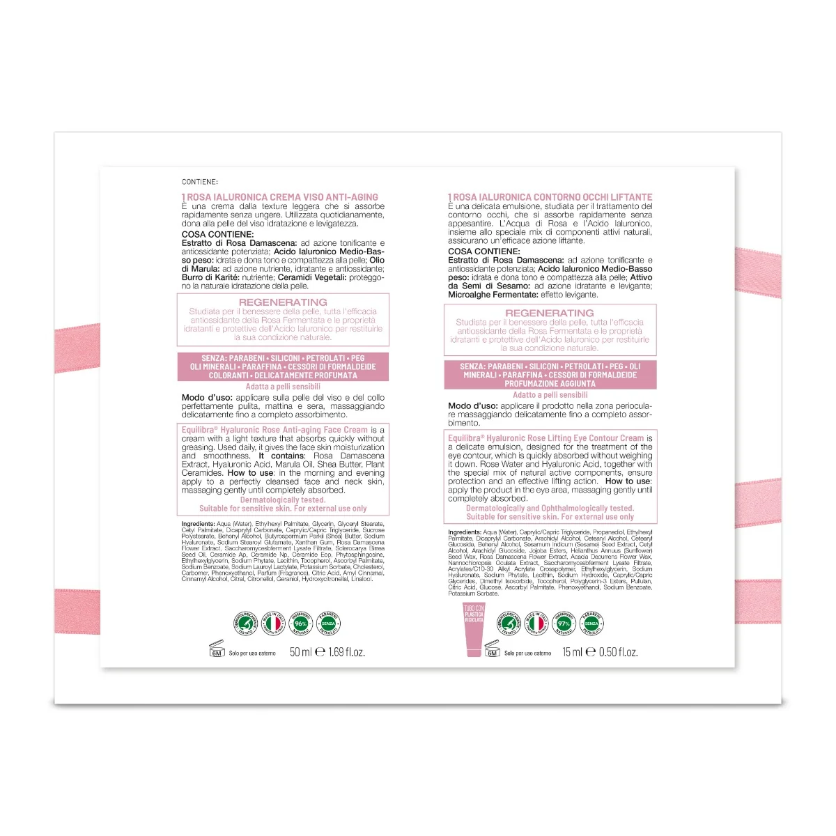 Equilibra Viso Kit Rosa Ialuronica Anti Aging Crema Viso 50 ml + Contorno Occhi Liftante 15 ml
