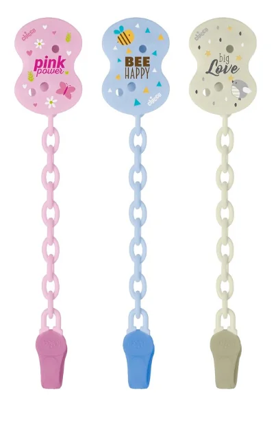 Chicco Clip Con Catenella Mixed Colors 1 Pezzo Clip con Catenella per il Ciuccio