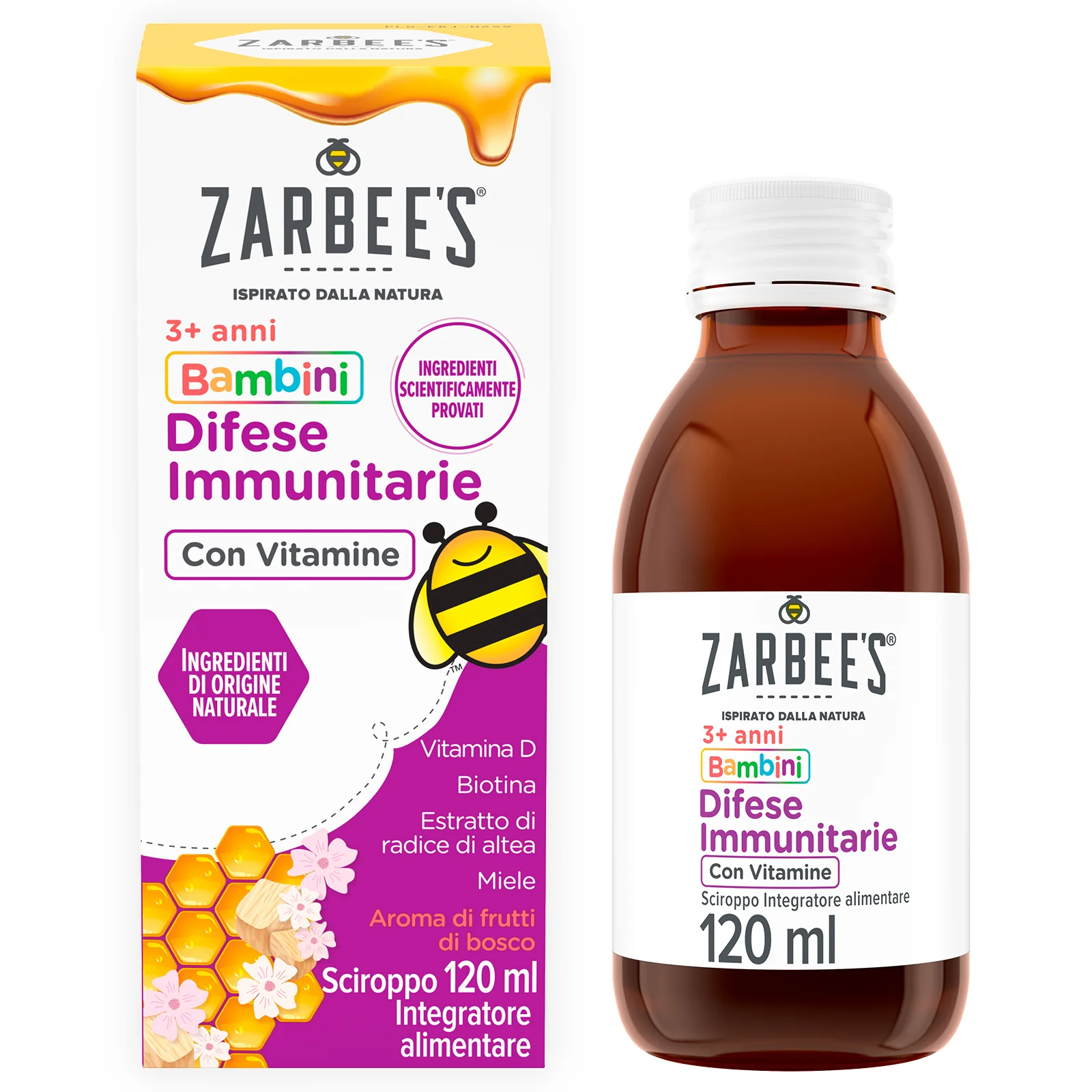 Zarbee's Sciroppo Difese Immunitarie Bambini 120 ml Integratore Alimentare e Multivitaminico