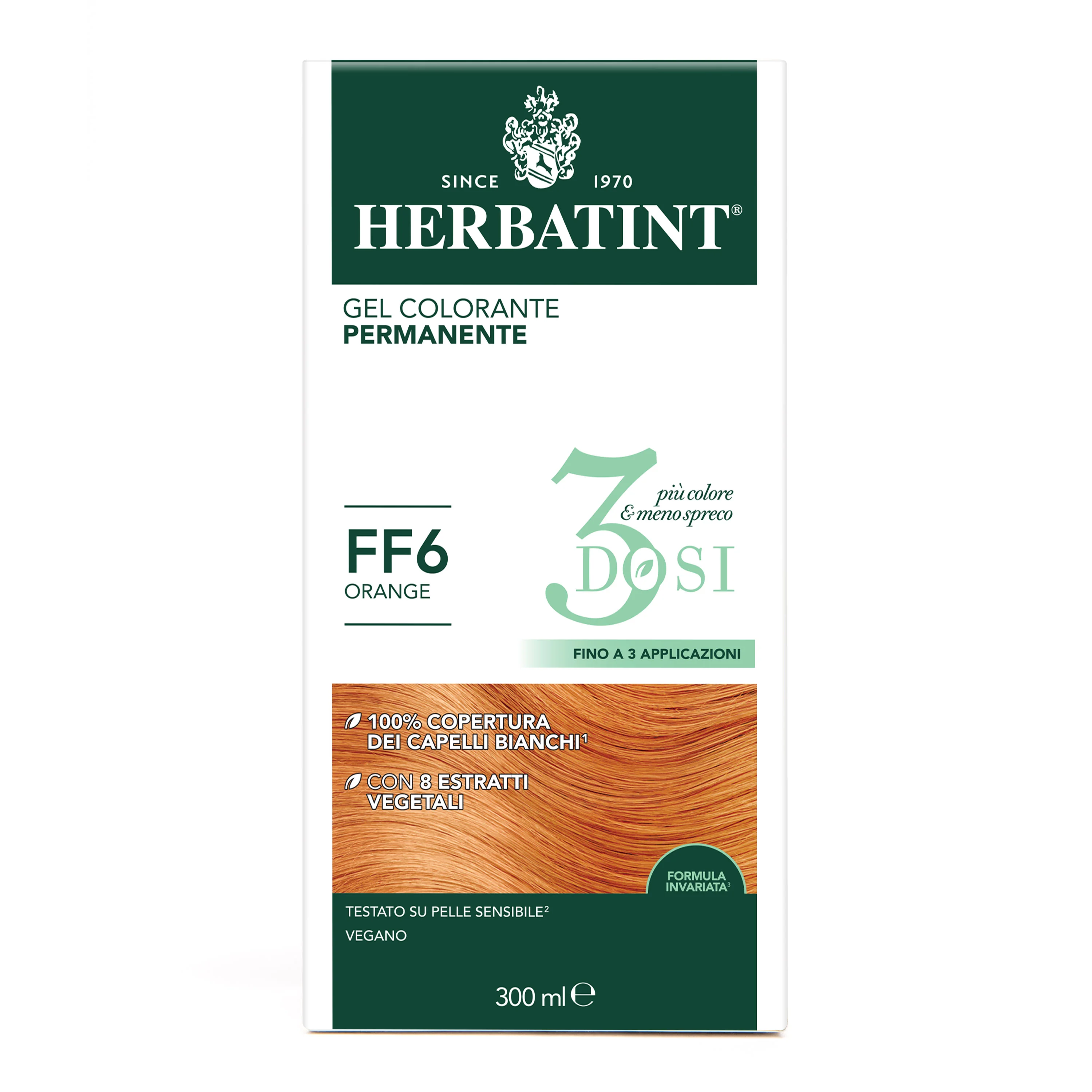 Herbatint Gel Colorante Permanente 3Dosi Ff6 300 Ml 100% Copertura Capelli Bianchi