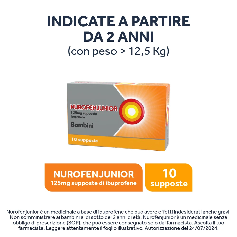 Nurofen Junior Bambini 125 mg Ibuprofene 10 Supposte Febbre