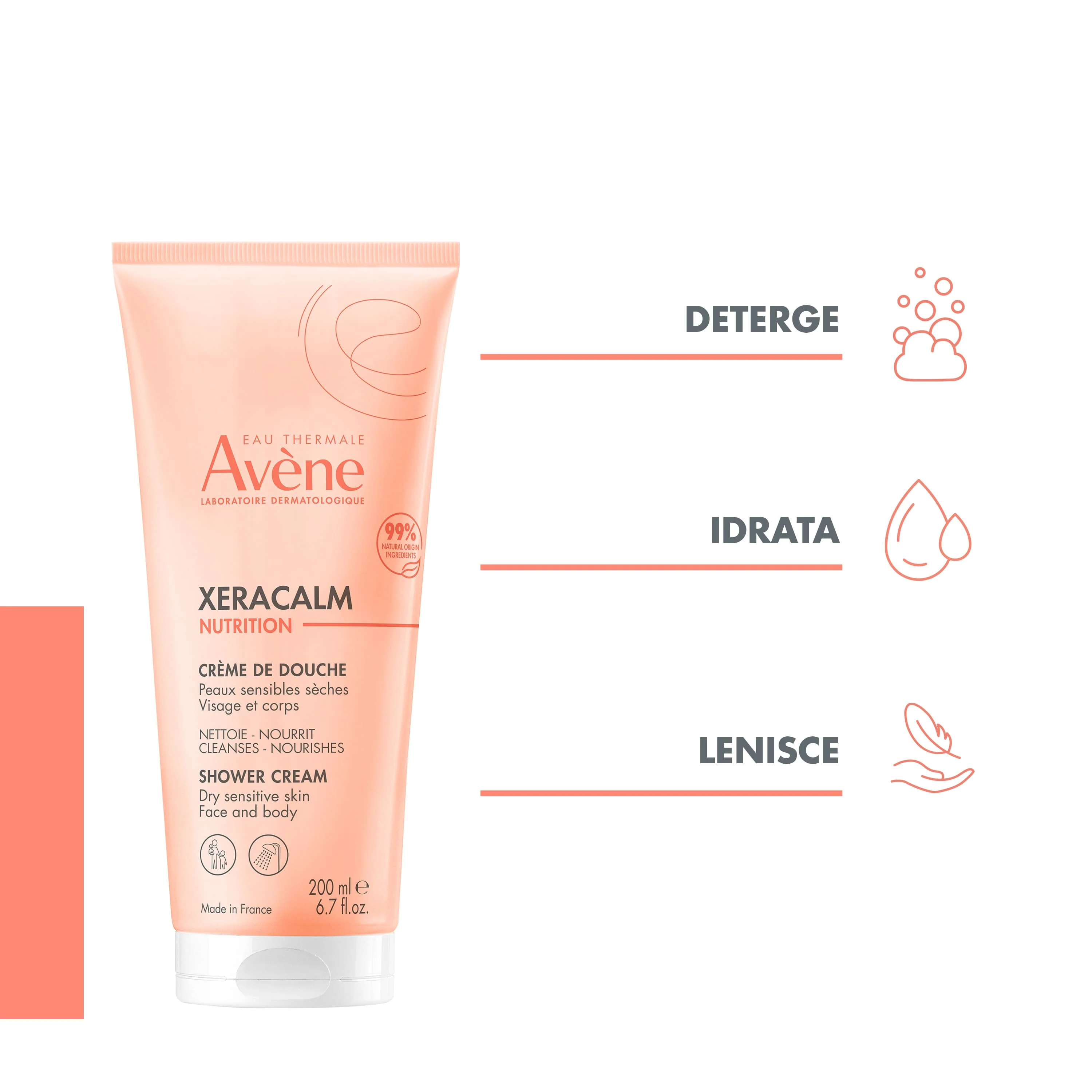 Eau Thermale Avène XeraCalm Nutrition - Crema Doccia 200 ml Pelle Sensibile e Secca