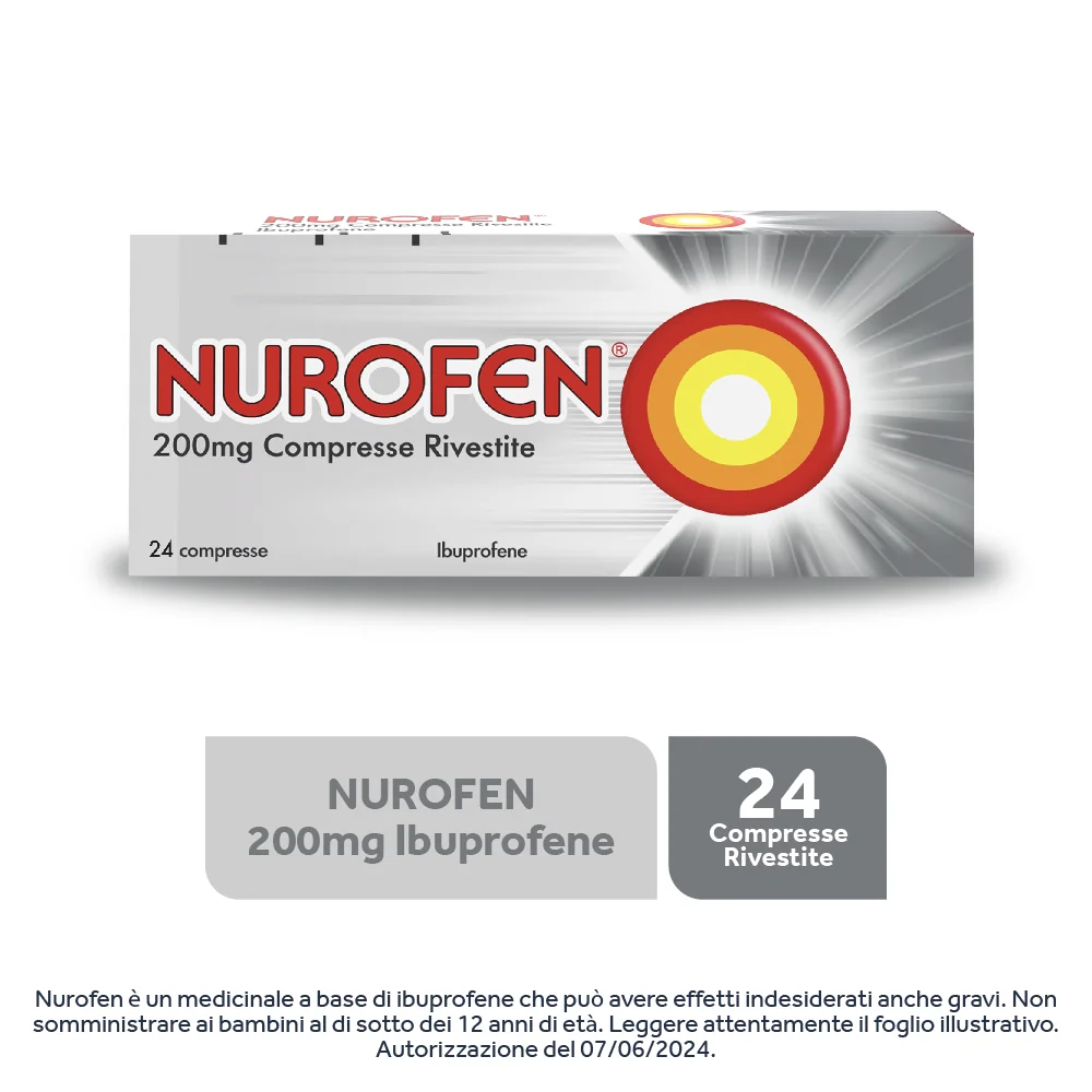 Nurofen 200 mg Ibuprofene Antidolorifico 24 Compresse Rivestite Antinfiammatorio