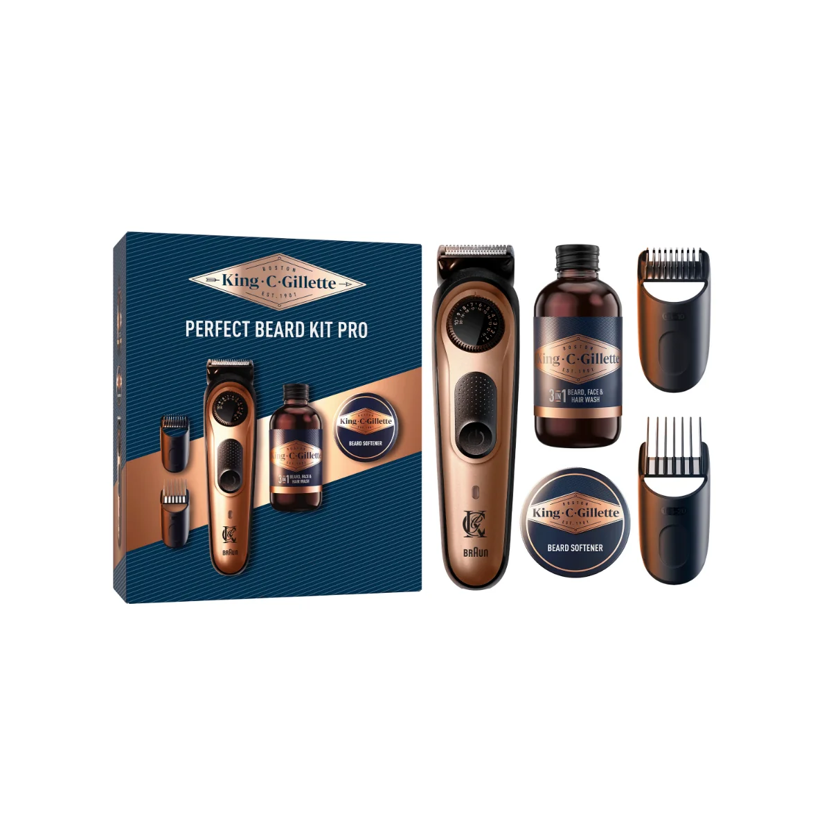 Gillette King C. Perfect Beard Kit Pro Confezione Regalo per Uomo