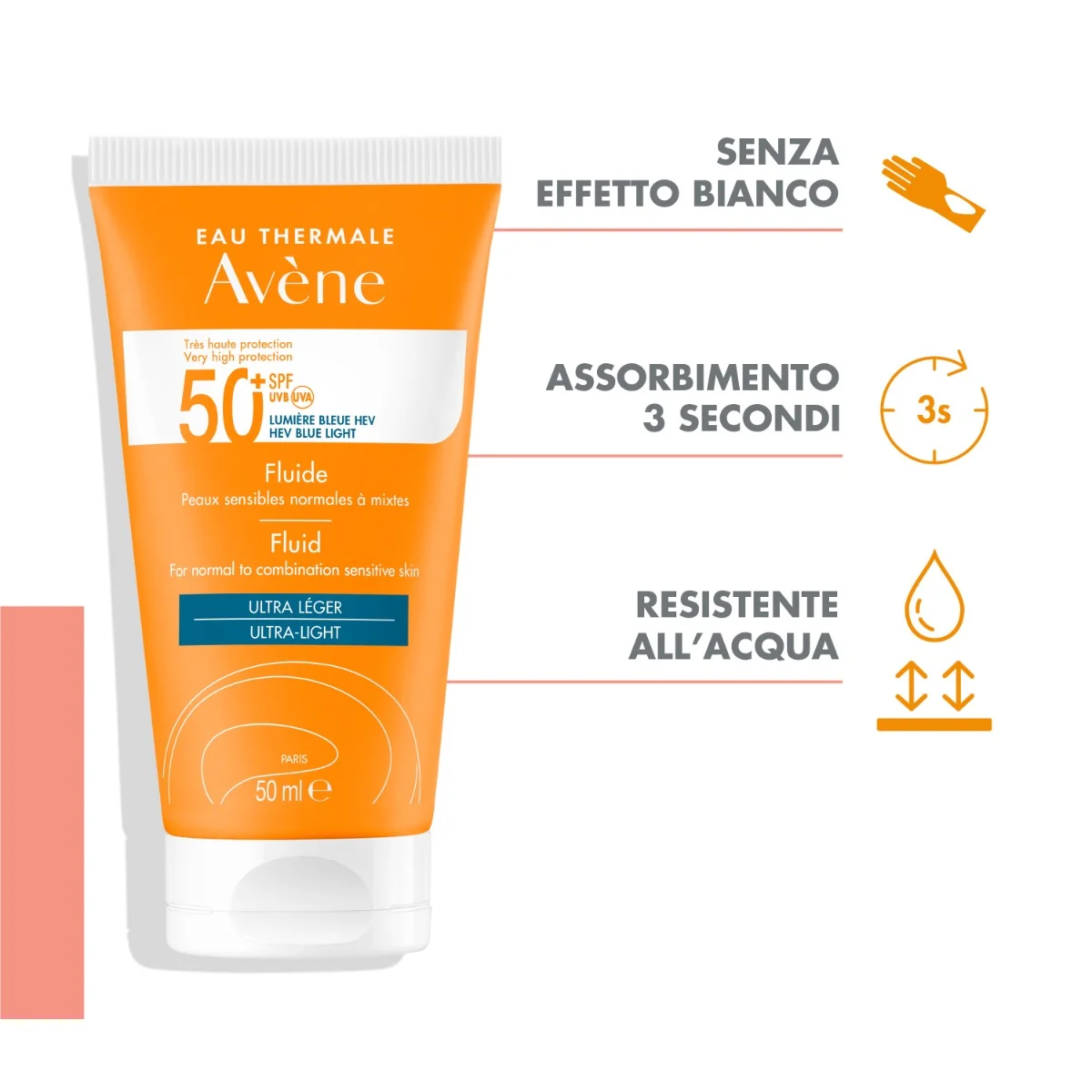 Avène Solare Fluido Viso SPF 50+ 50 ml Protezione Molto Alta