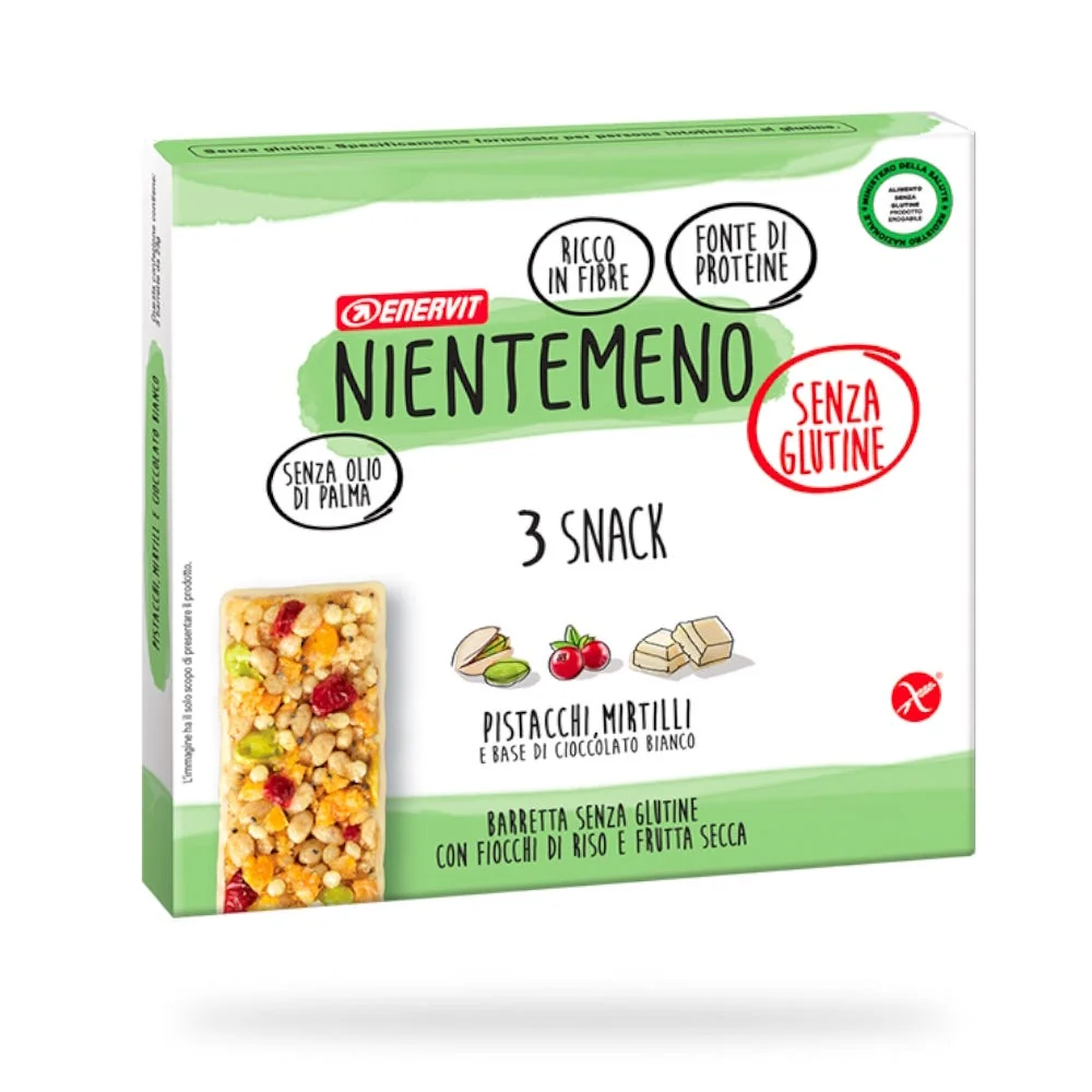 Enervit Nientemeno Barretta Pistacchi E Mirtilli Astuccio 3 X 23 G Senza Glutine
