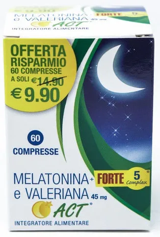 Melatonina+ Forte 5 Complex e Valeriana Act 60 Compresse - Integratore per il Sonno