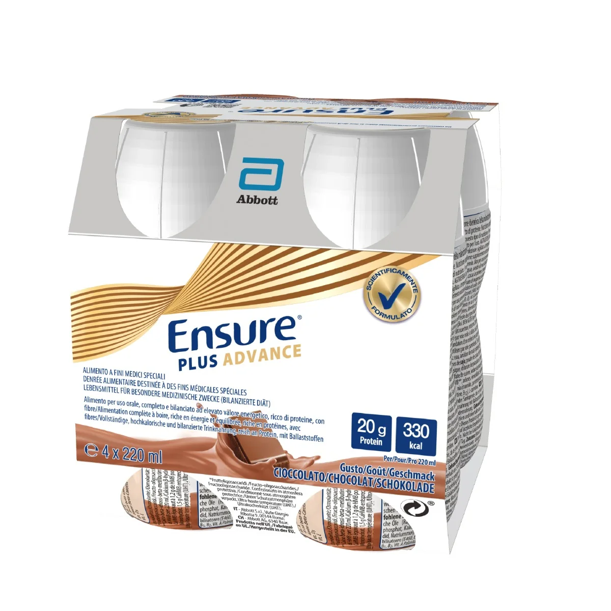 Abbott Ensure Plus Advance Cioccolato 4x220ml Supplemento Alimentare Proteico