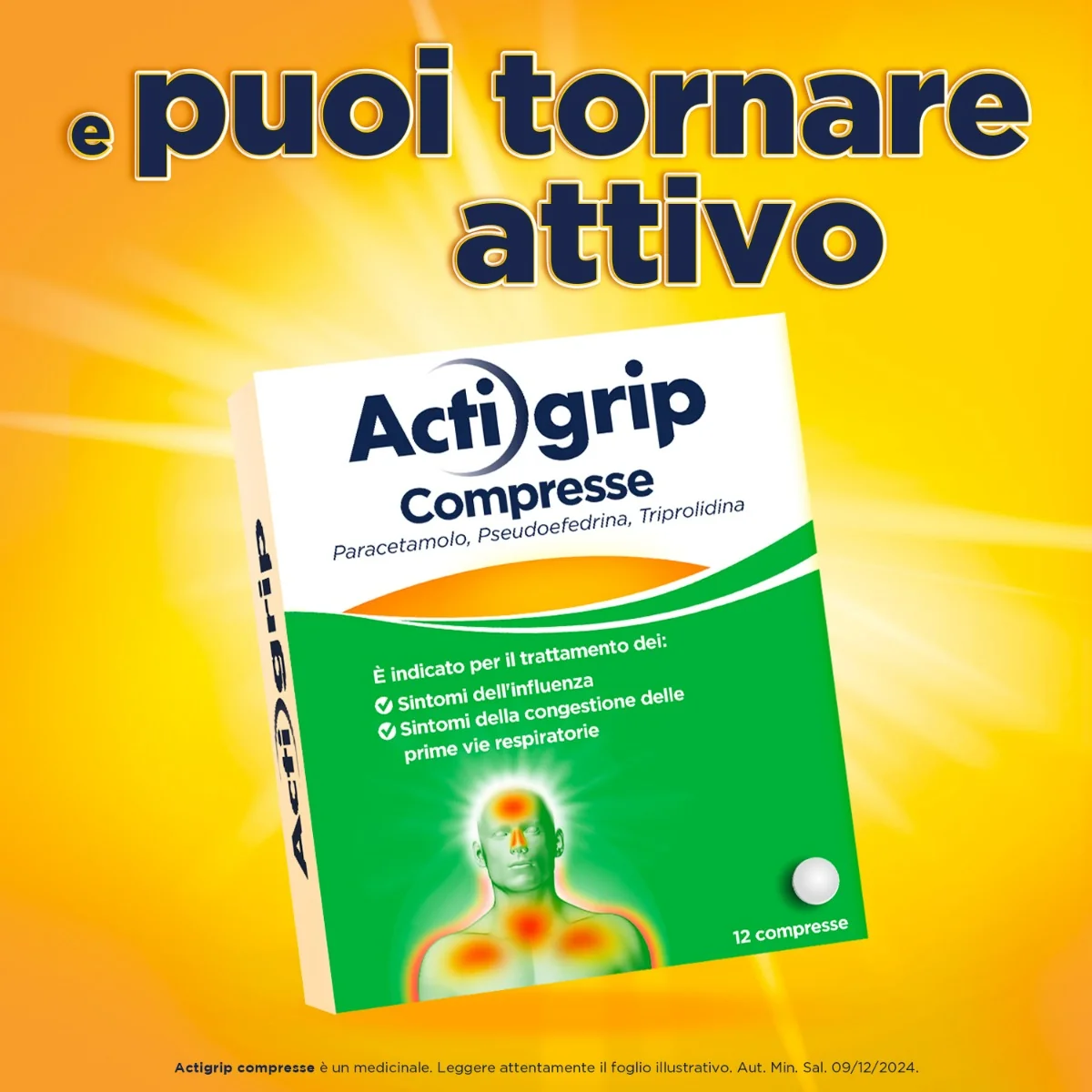 Actigrip 12 Compresse Raffreddore, Mal di Testa e Influenza