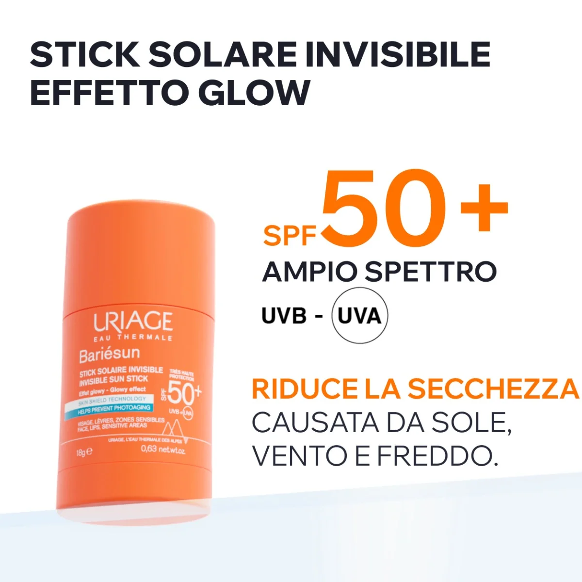 Uriage Bariesun Spf50+ Stick Solare Invisibile Viso e Labbra 18 g Pelle Sensibile e Chiara