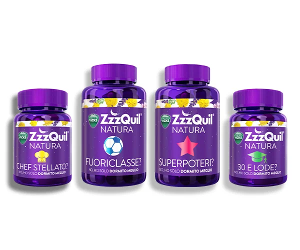 Vicks ZzzQuil Natura Gusto Frutti di Bosco 30 Pastiglie Gommose Integratore Per Dormire