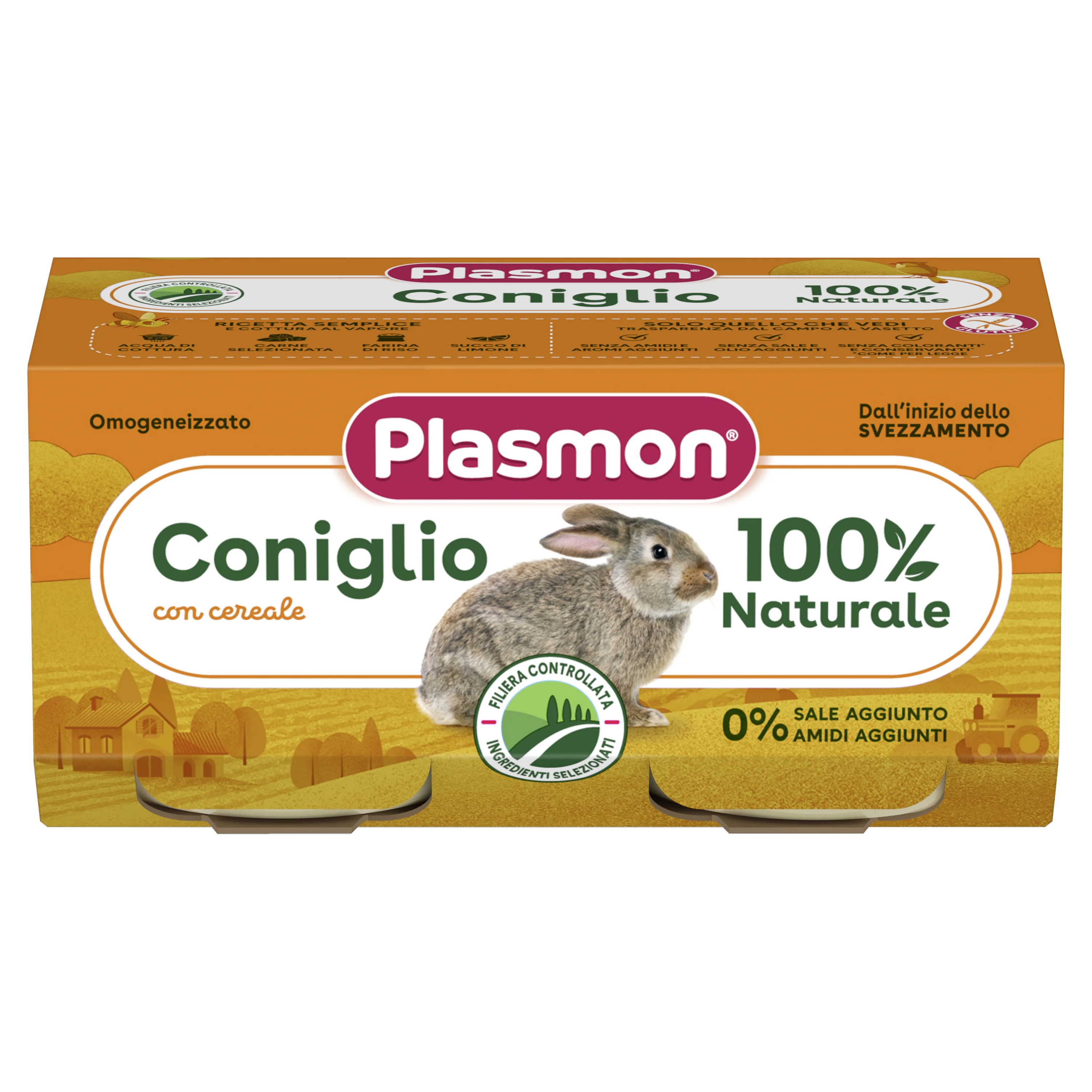 Plasmon Omogeneizzato Coniglio 2 Vasetti Da 80 g Alimento per l'infanzia
