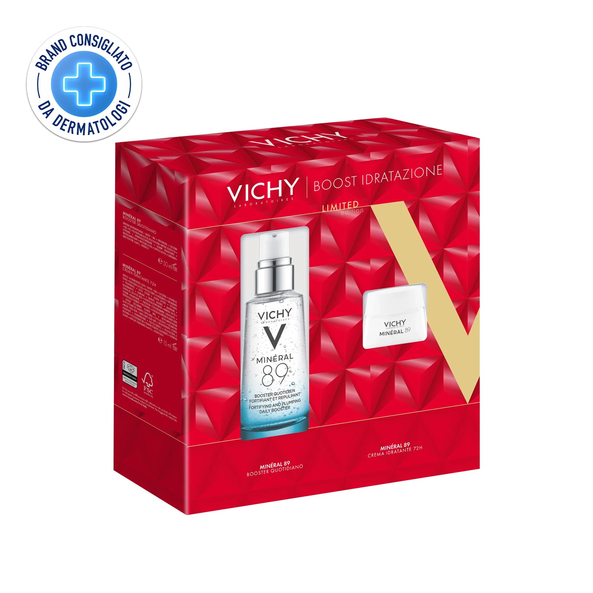 Vichy Cofanetto Mineral 89 Minéral 89 Booster Siero 50ml + Minéral 89 Crema 15ml
