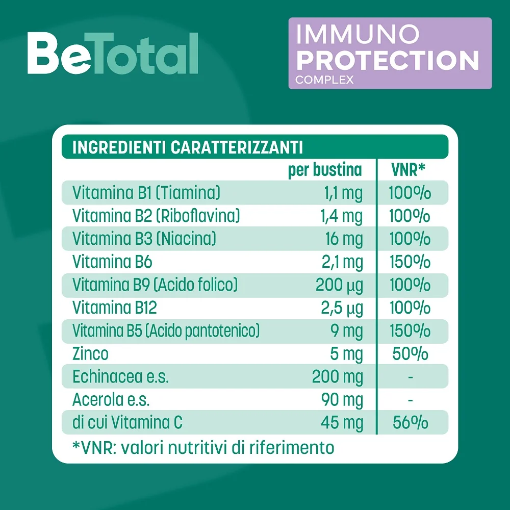 Be-Total Immuno Protection 14 Bustine Integratore Alimentare Difese Immunitarie Vitamina B Zinco