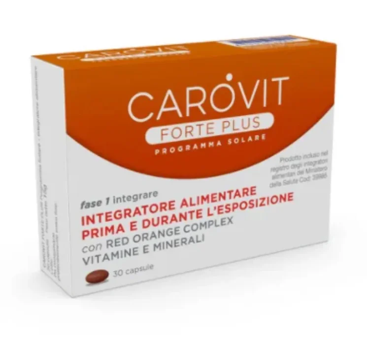 Carovit Forte Plus Programma Solare 30 Capsule Integratore Prima e Dopo l'Esposizione Solare