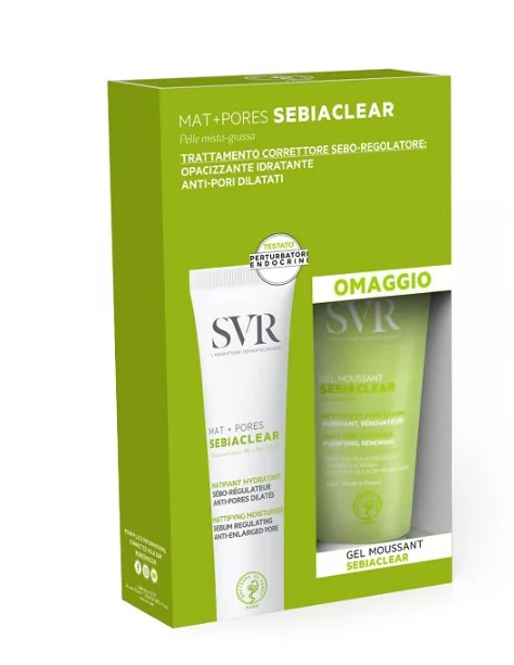 Svr Sebiaclear Set Crème Mat+Pores 40 ml + Gel Moussant 55 ml Pelli miste e grasse