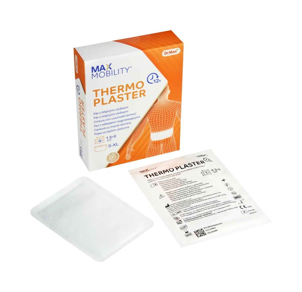 Max Mobility Thermo Cerotti Caldi Schiena 4 Pezzi+Fascia Tensioni Muscolari e Articolari