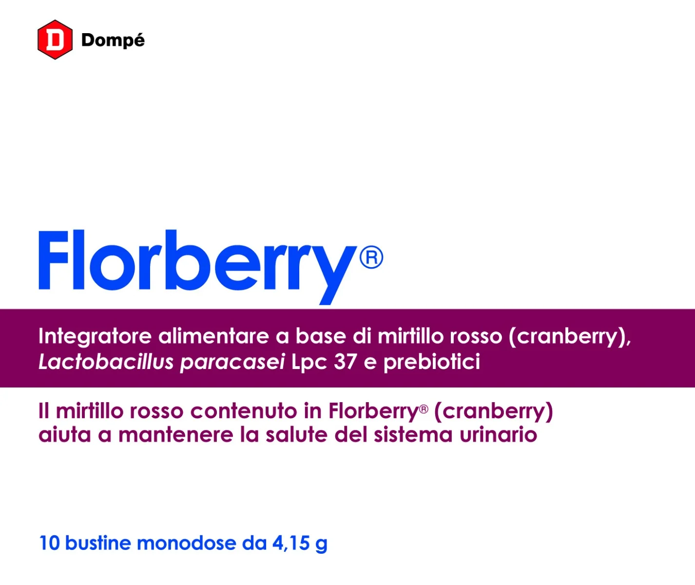 Florberry 10 Bustine Integratore Vie Urinarie con Mirtillo Rosso