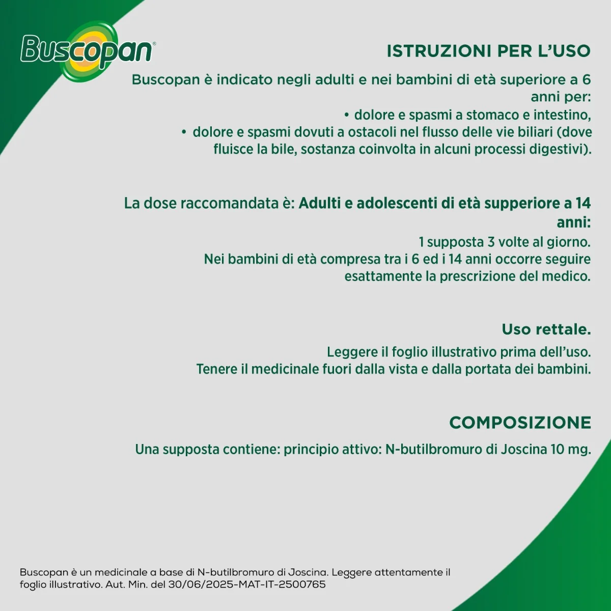 Buscopan 10 mg 6 Supposte Antispastico