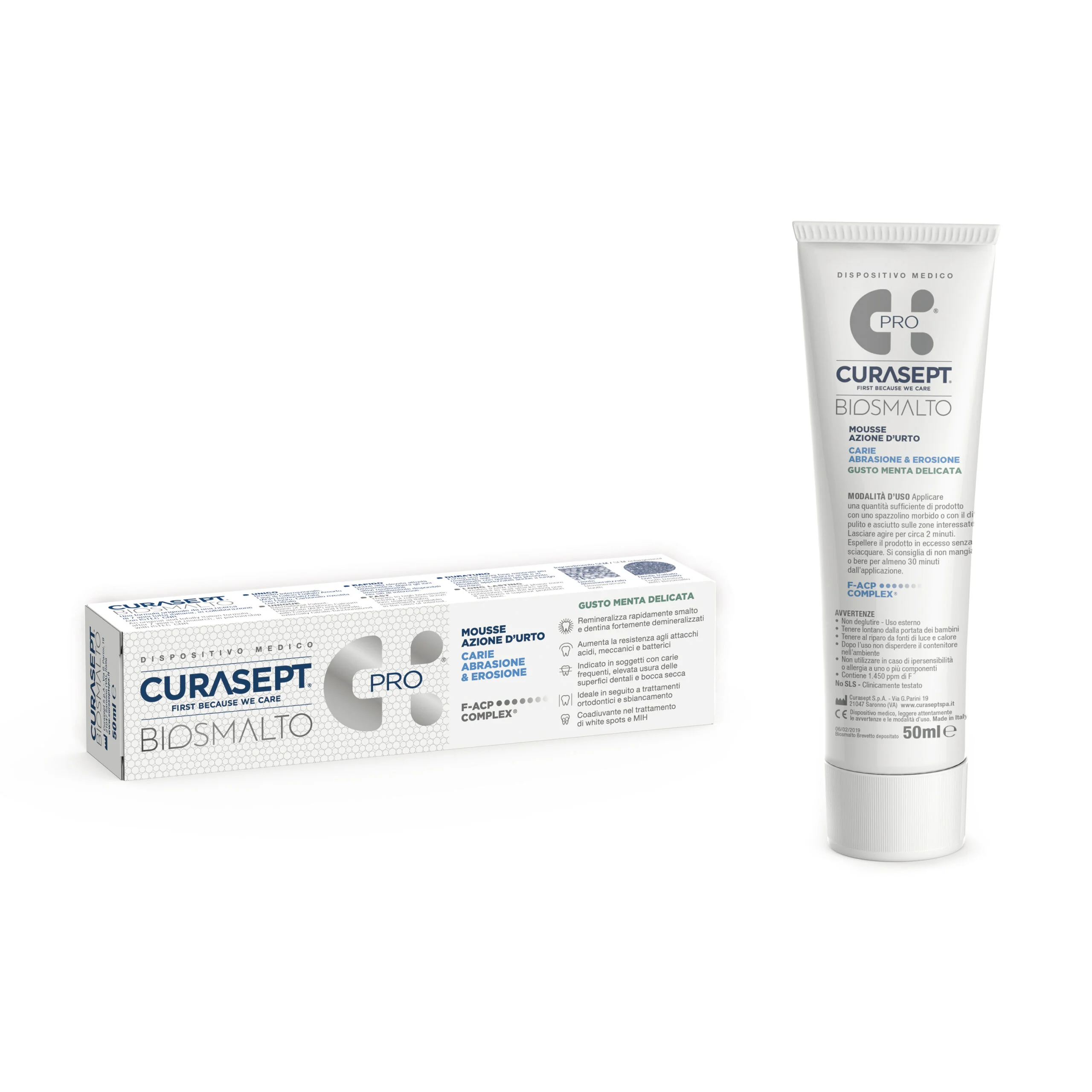 Curasept Biosmalto Mousse Menta Delicata 50 ml Azione Urto