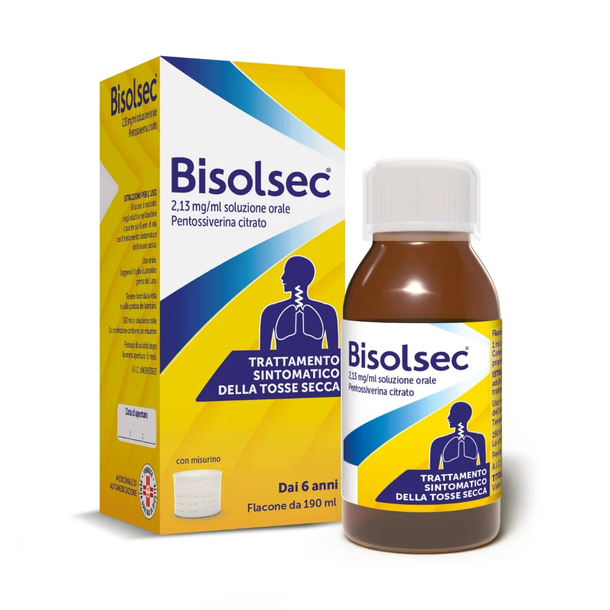 Bisolsec Soluzione Orale 190 Ml 2,13 Mg/Ml Trattamento Sintomatico Tosse Secca