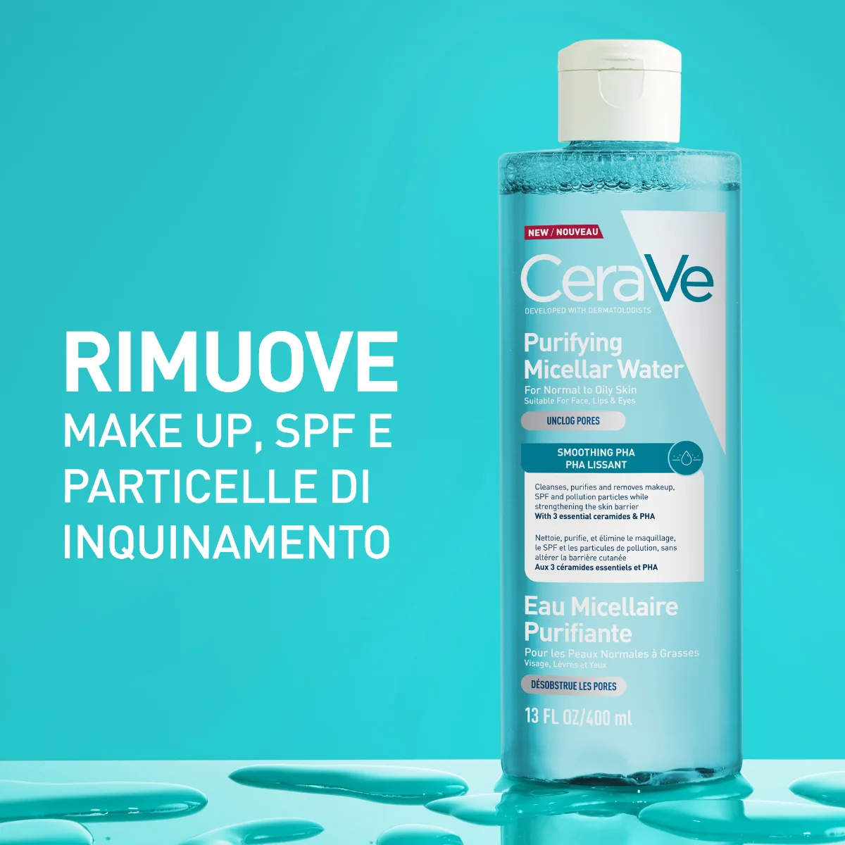 Cerave Acqua Micellare Purificante 400 ml Trattamento Detergente Viso