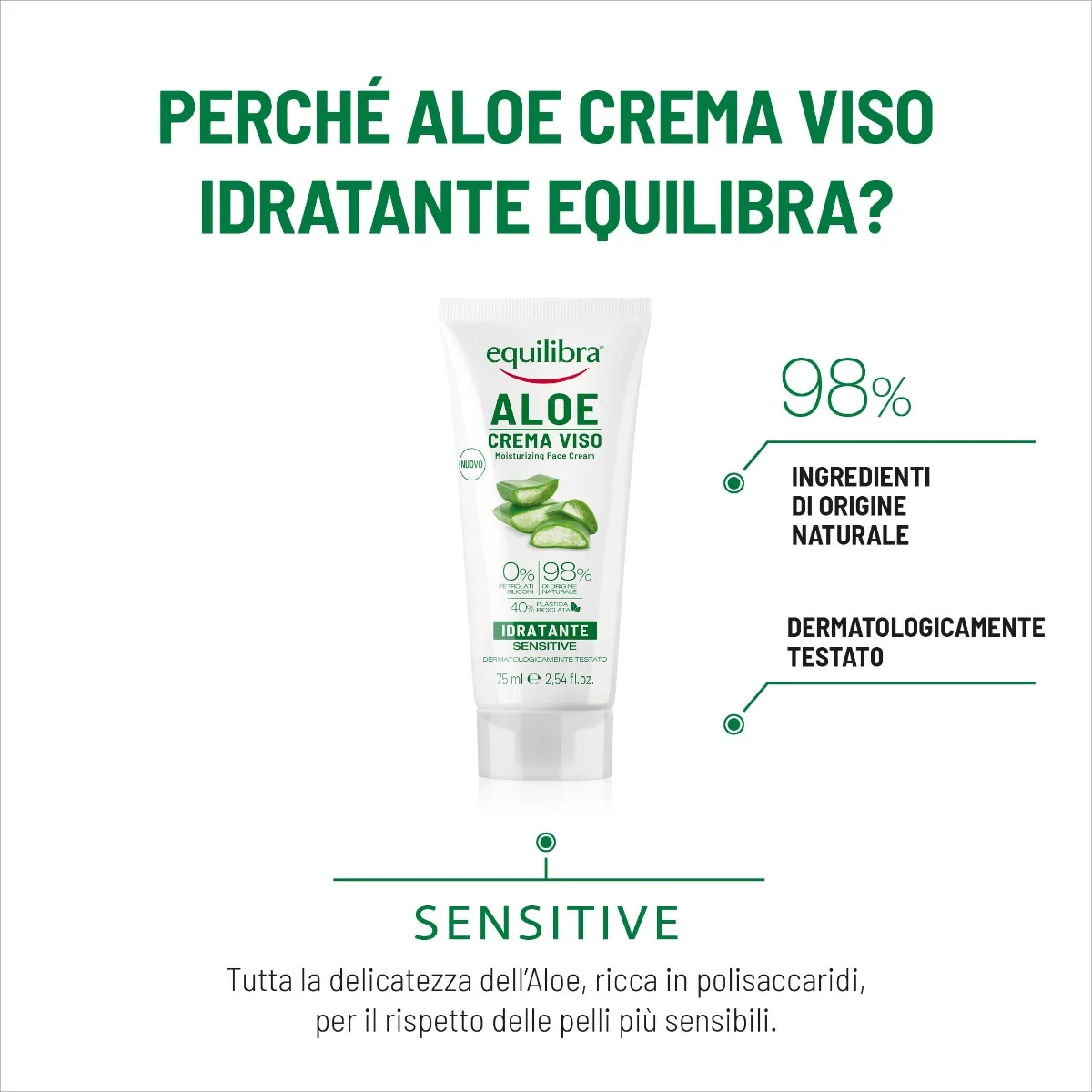 Equilibra Aloe Crema Viso 75 ml Idratante