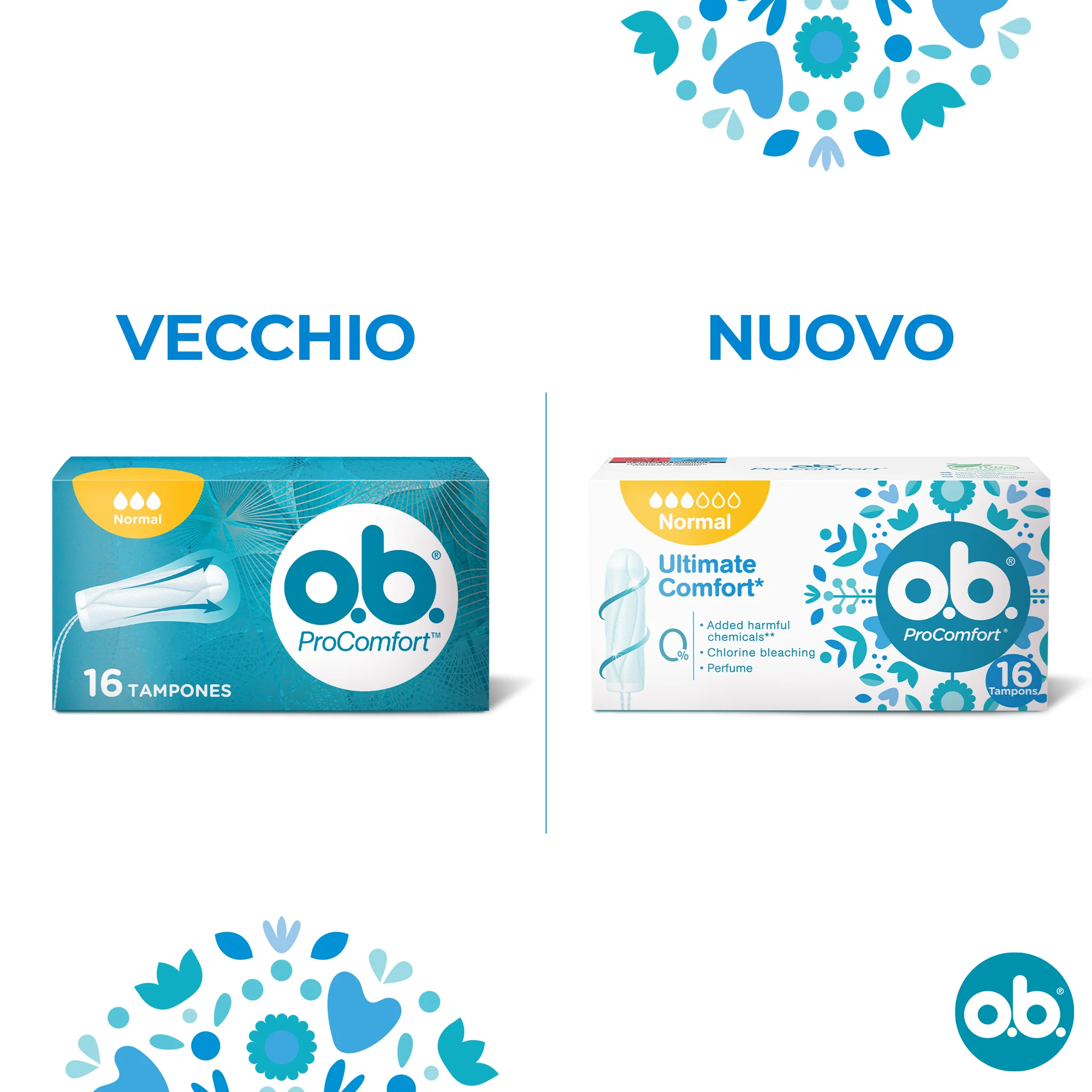 O.B. ProComfort Normal 16 Assorbenti Interni Flusso Leggero e Medio
