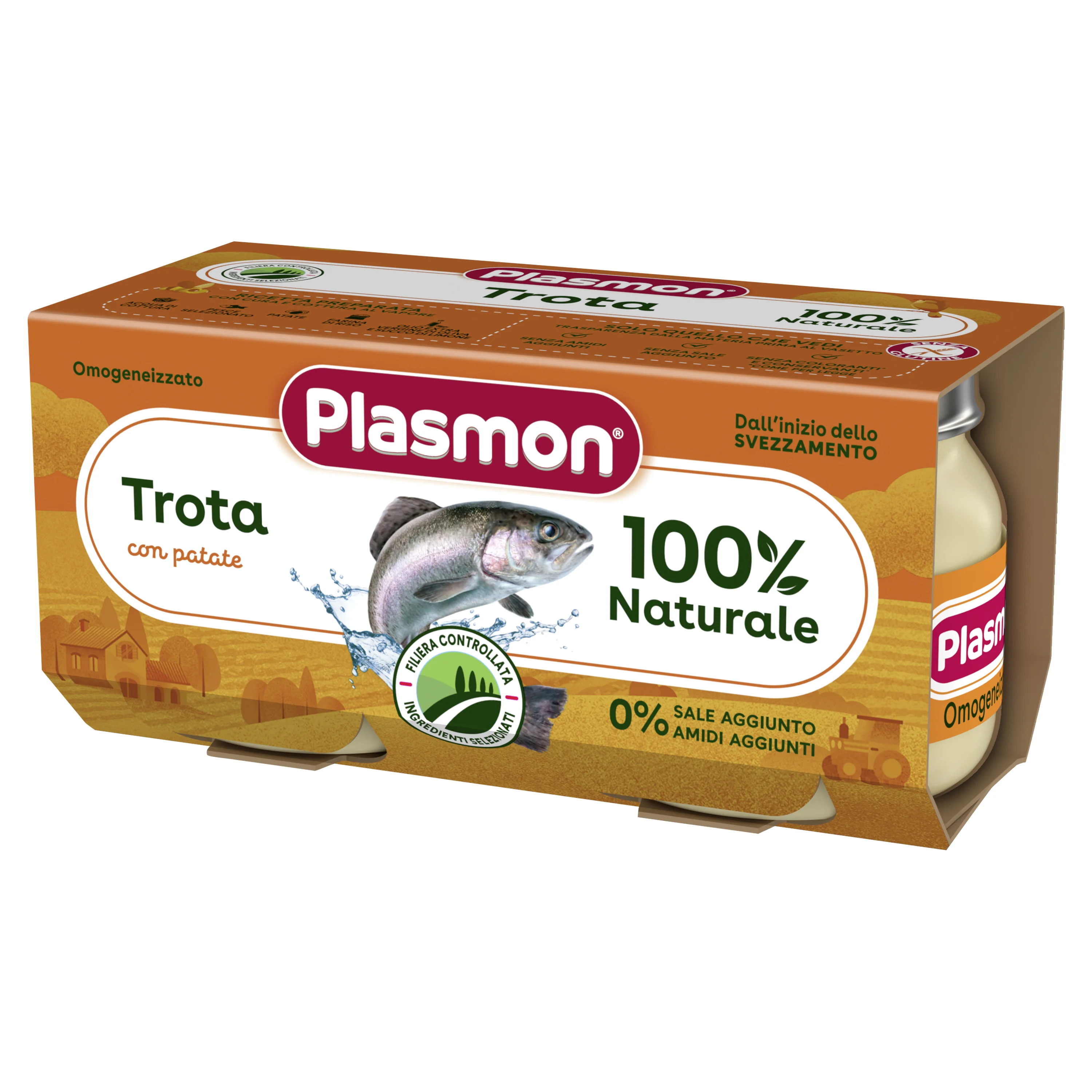 Plasmon Omogeneizzato Trota E Verdura 2 Vasetti Da 80 g Alimento per l'infanzia